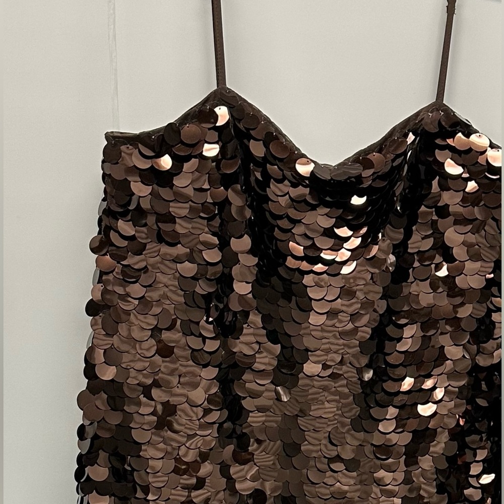 A New Day BrownBronze medium Sequin dress spaghetti Strap - Picture 5 of 6